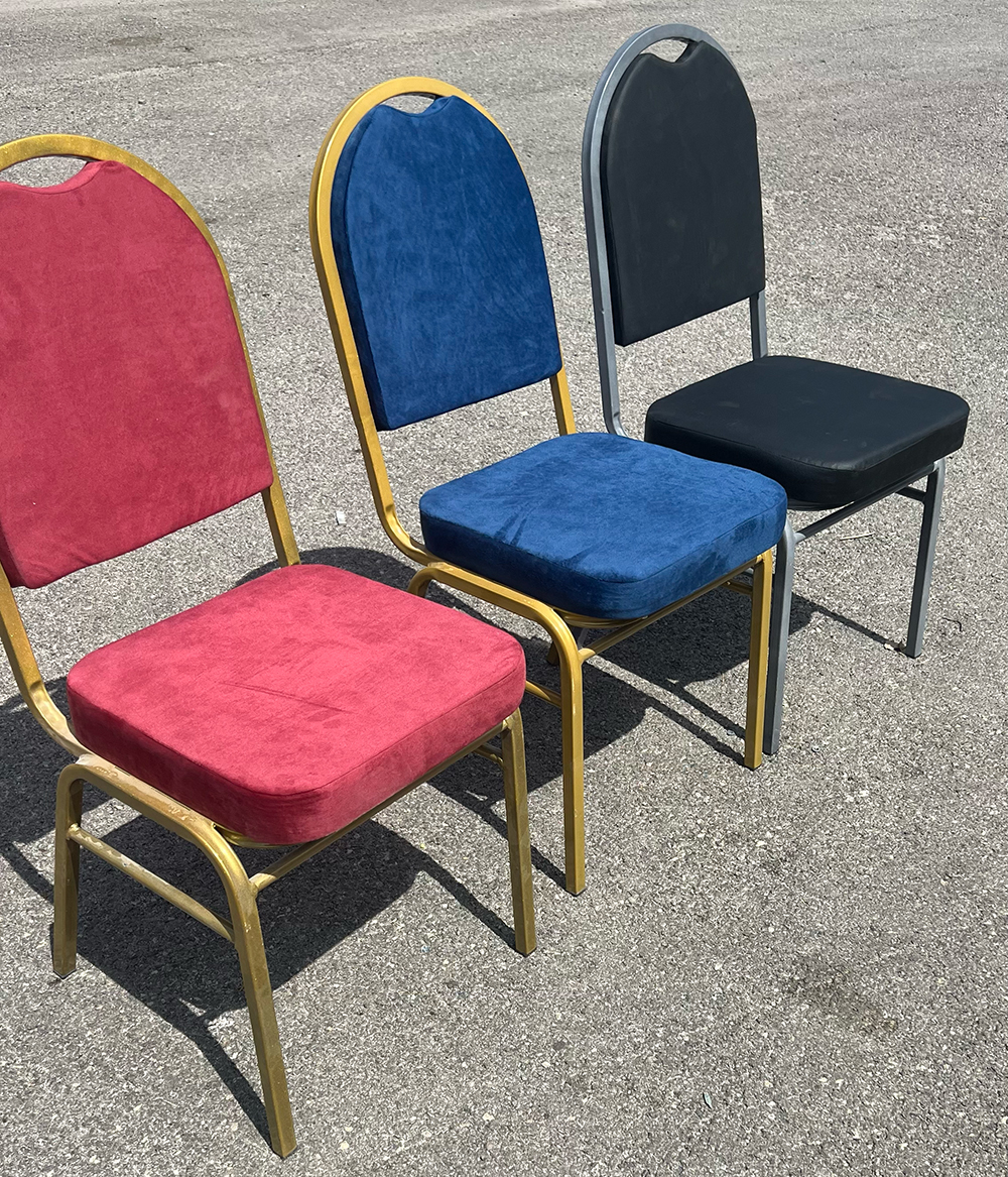 Metal Chair - Gold & Red 